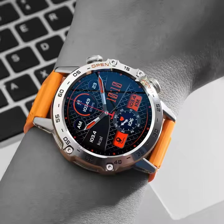 AK56 2026 Outdoor Sport Smartwatch 1.43 Round Screen 400mAh Battery Health Heart Rate BP Monitoring Waterproof K52 Smart Watch