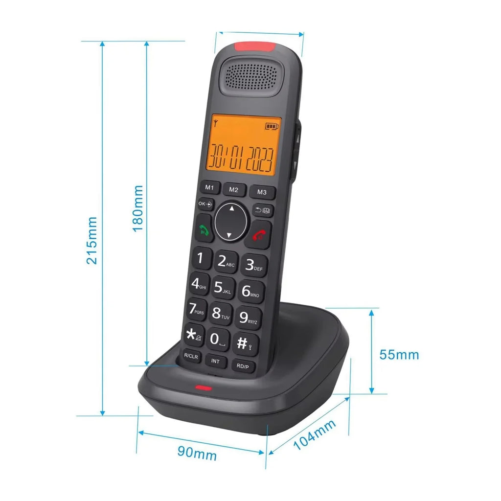 D2015TAM DECT Cordless Telephone Set with Large Buttons and Photo Dialing Digital Expandable Cordless Phone with 2 Handsets