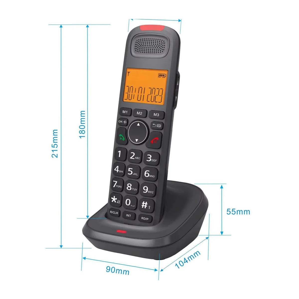 D2015TAM DECT Cordless Telephone Set with Large Buttons and Photo Dialing Digital Expandable Cordless Phone with 2 Handsets