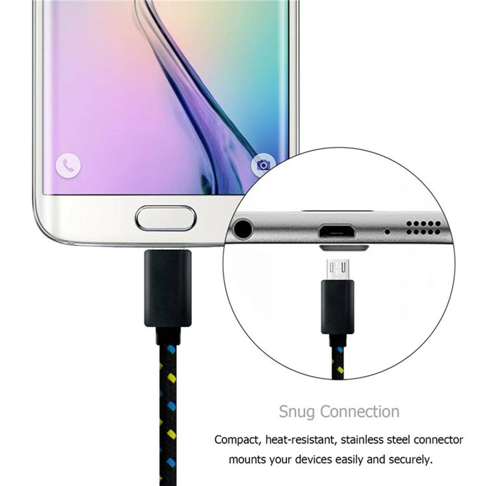 Micro USB Cable 1m Data Sync USB Charger Cable For Xiaomi Samsung Huawei Android Phone Nylon Braided Charging Microusb Cables
