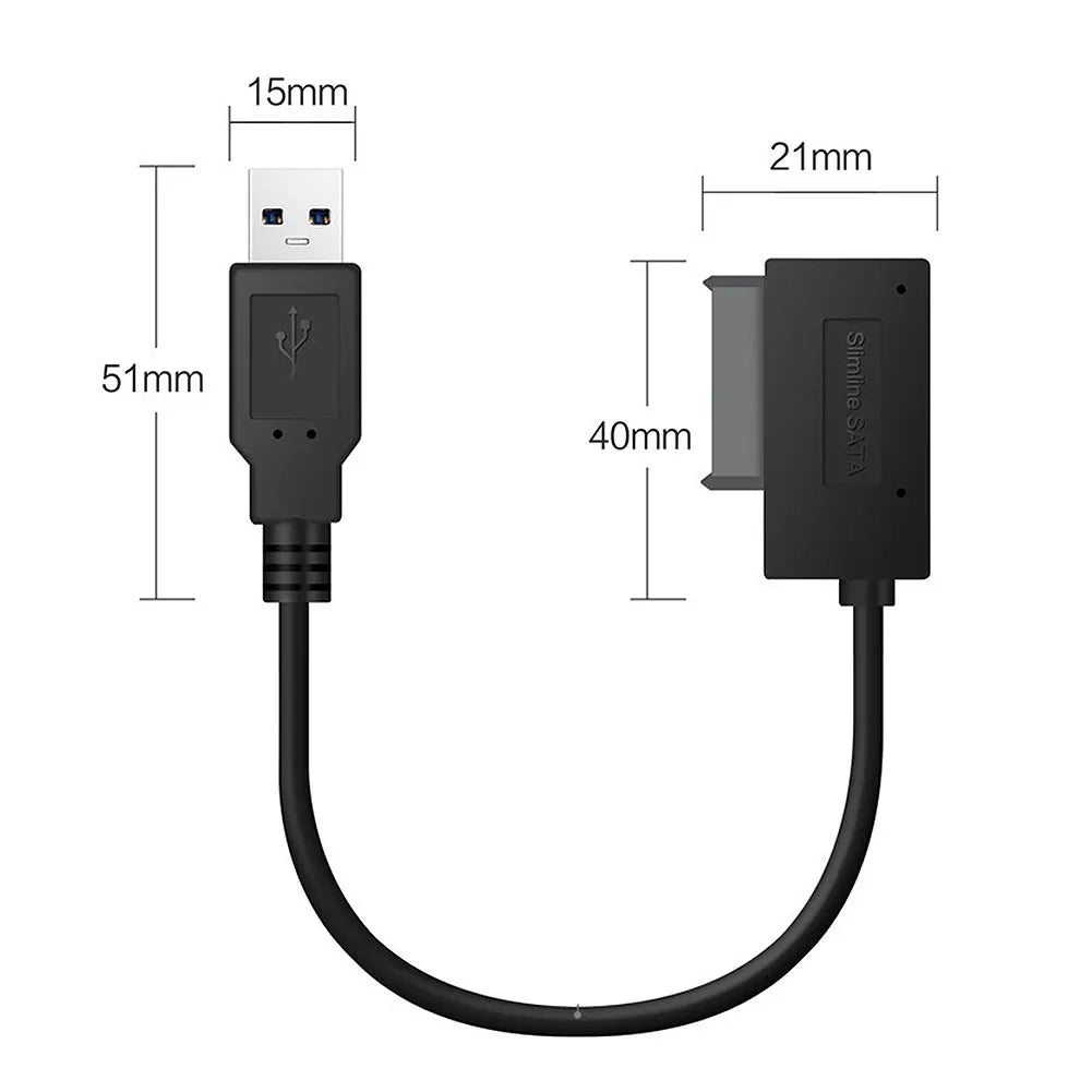 USB3.0 to Mini Sata II 7+6 13Pin Adapter SATA Converter Cable for Laptop CD/DVD ROM Slimline Drive USB 3.0 SATA Hard Drive Cable