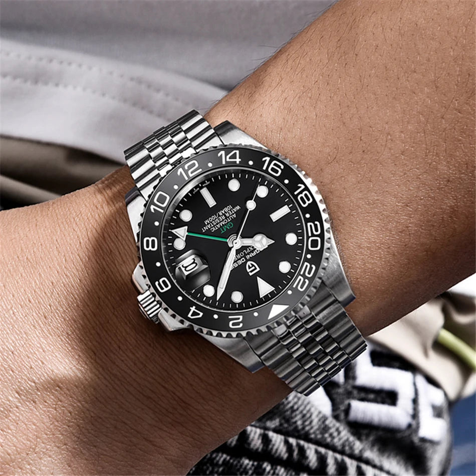 PAGANI DESIGN Top Brand Sapphire Glass Mechanical Watch reloj hombre Luxury Men  Automatic Wristwatch Stainless Steel GMT Watch