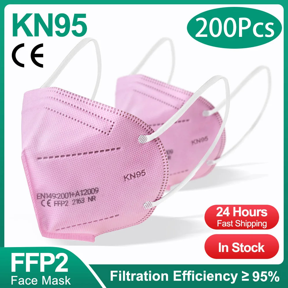 10-200pcs ffp2mask Black kn95 mascarillas negra Adults 5 Layers fpp2 approved kn95 CE Respirator Face Mask ffp2reutilizable ffp3
