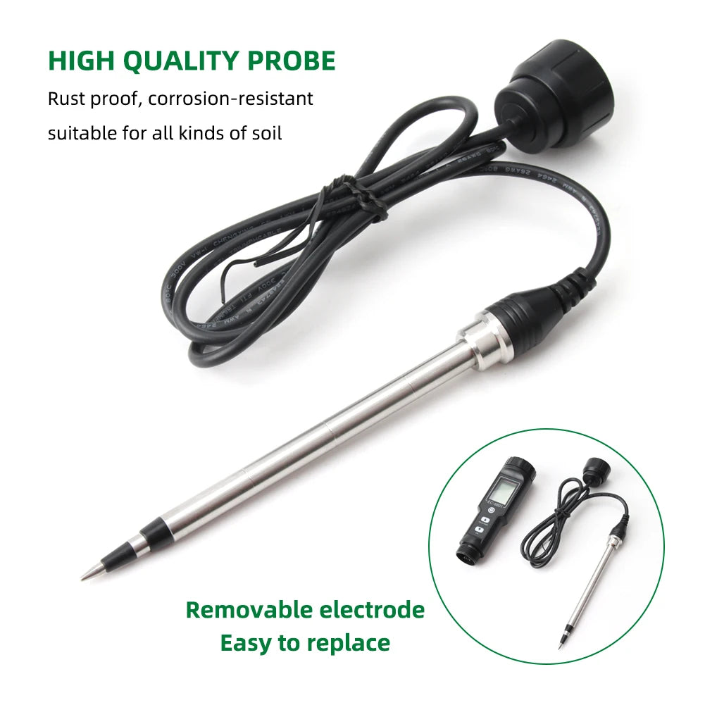 Digital EC/Temp Soil Tester 0.00~10.00mS/cm Conductivity Meter High Accuracy Sensor with ATC for Hydroponics Planting Gardening