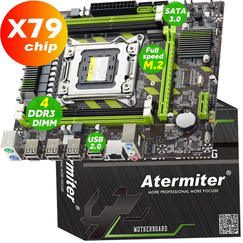 Atermiter X79G  X79 Motherboard LGA 2011 USB2.0 SATA3 Support REG ECC Memory And Xeon E5 Processor 4DDR3  PCI-E NVME M.2