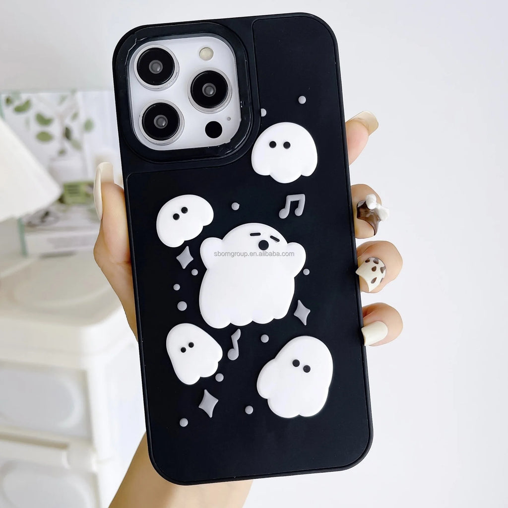 3D Real Silicone Case for iPhone 14 15 16 Pro Max Cartoon Design Phone Cover Funny Custodia Telephone 13 12 Pro Max