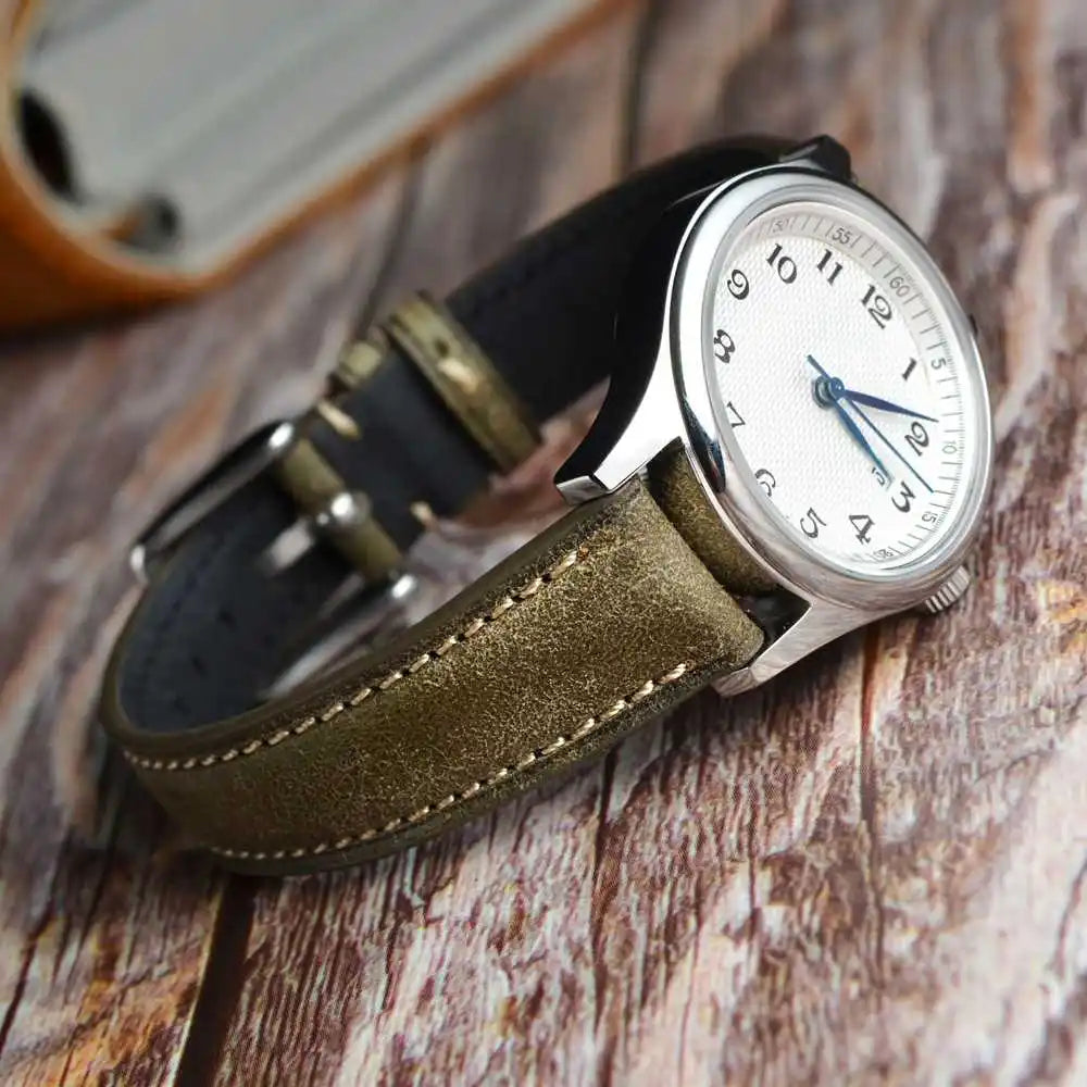 WOCCI 14mm 18mm 20mm 22mm Nubuck Italian Leather Watch Strap Bracelet Replacement Watchband for Women Men Black Green Blue Red