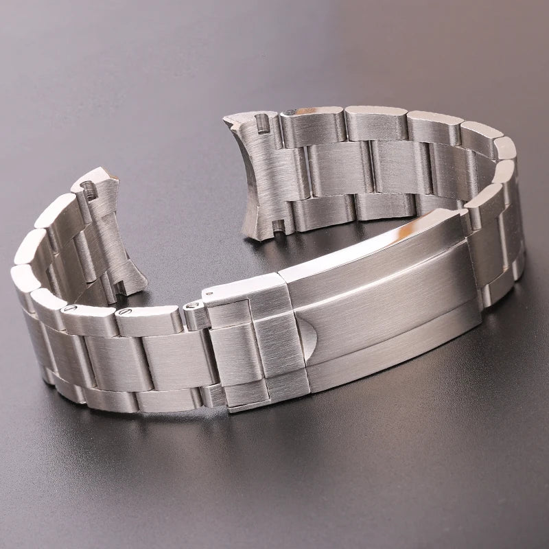 20mm Stainless Steel Watchband Bracelet For Rolex Watch Band Silver Brushed Curved End Replacement Strap