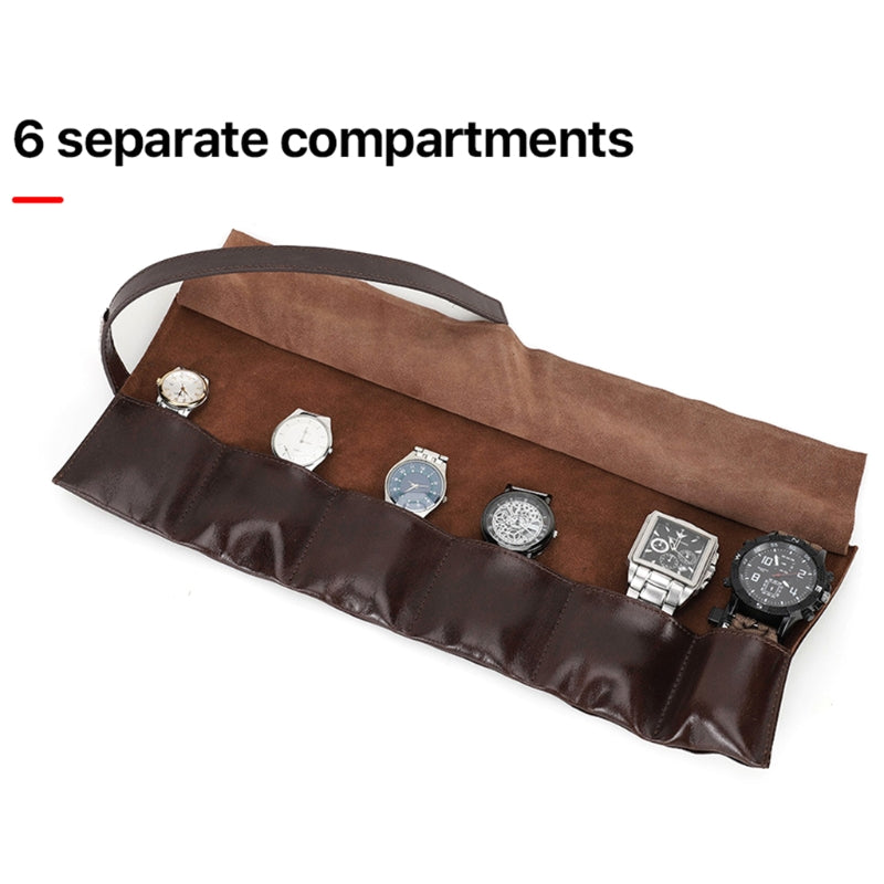 Watch Roll Storage Case Travel Leather Watch Jewelry Watch Protective Holder Box with Closing Strap Watch