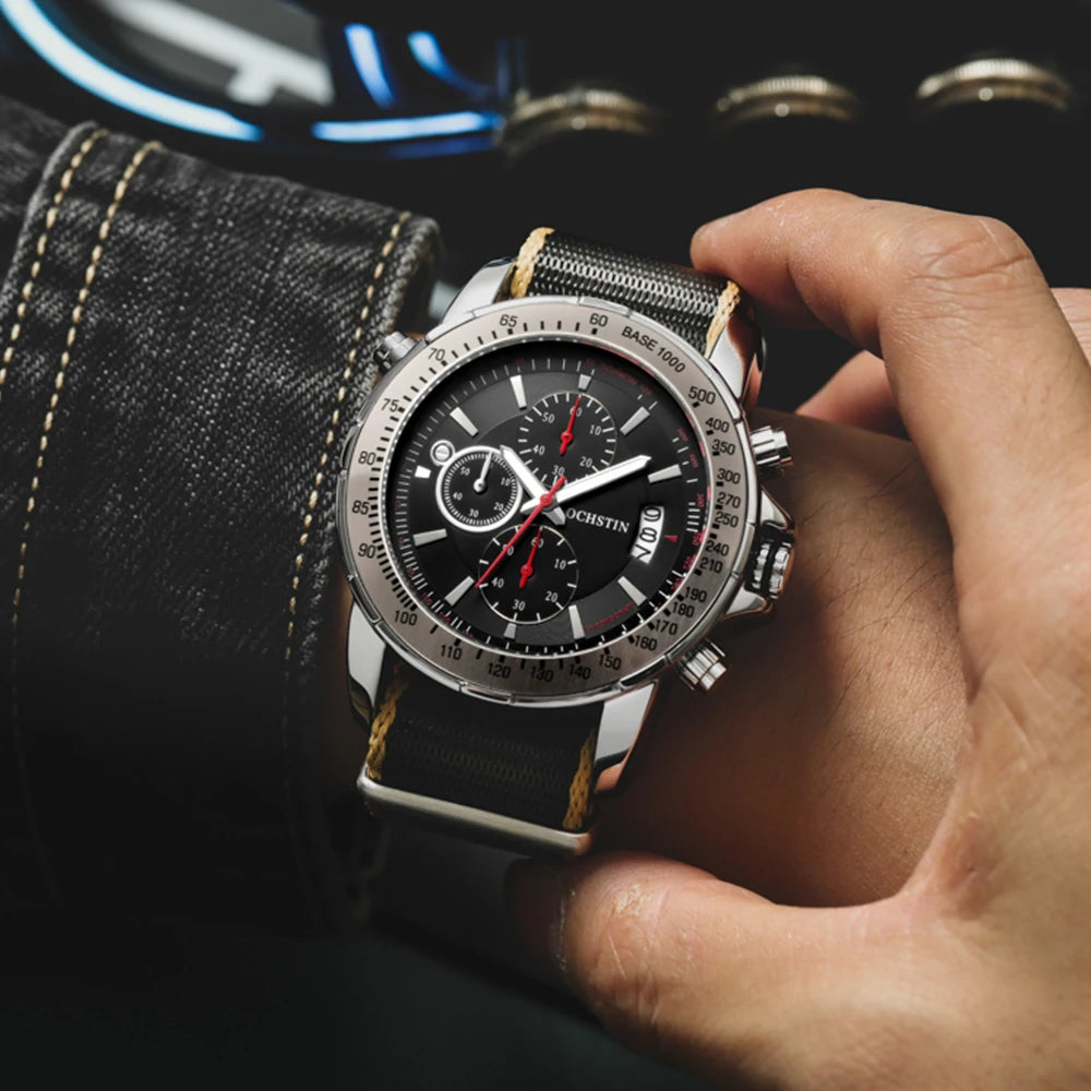 2025 New OCHSTIN Mens Pilot Watch Military Wristwatches For Men  Sports Chronograph Waterproof Nylon Leather Quartz Male Clock