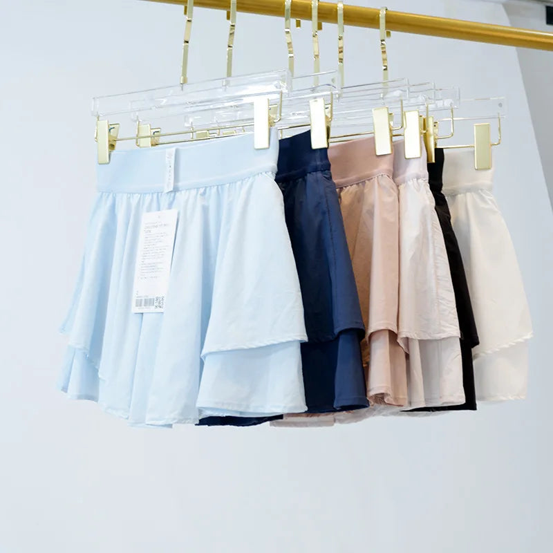 Custom Logo Lightweight 2 in 1 Shorts Pleated Skirt Lulu Tennis Skirt With Shorts for Women