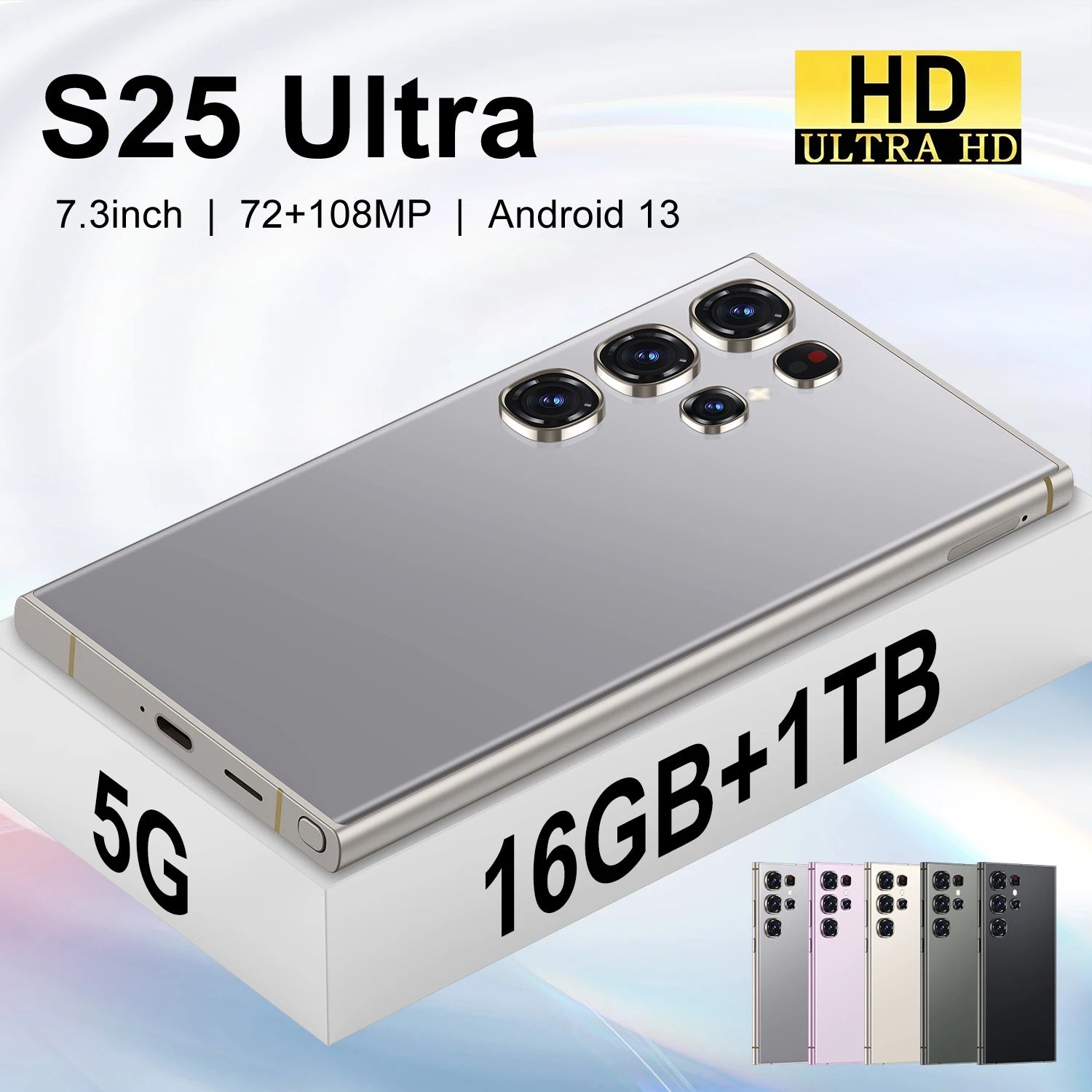 Chinooe Telephone Portable S25 Ultra 16+1TB Unlocked 5G Android 13 Multi-language Octa Core HD Display CDMA 108MP Rear LTE
