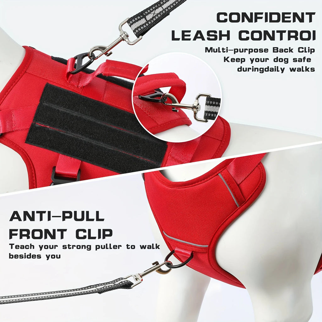 US LOCAL STOCK Hot Durable Nylon Tactical Service Dog Harness No-Pull Adjustable Reflective Vest with Dual Handles for Large Dog