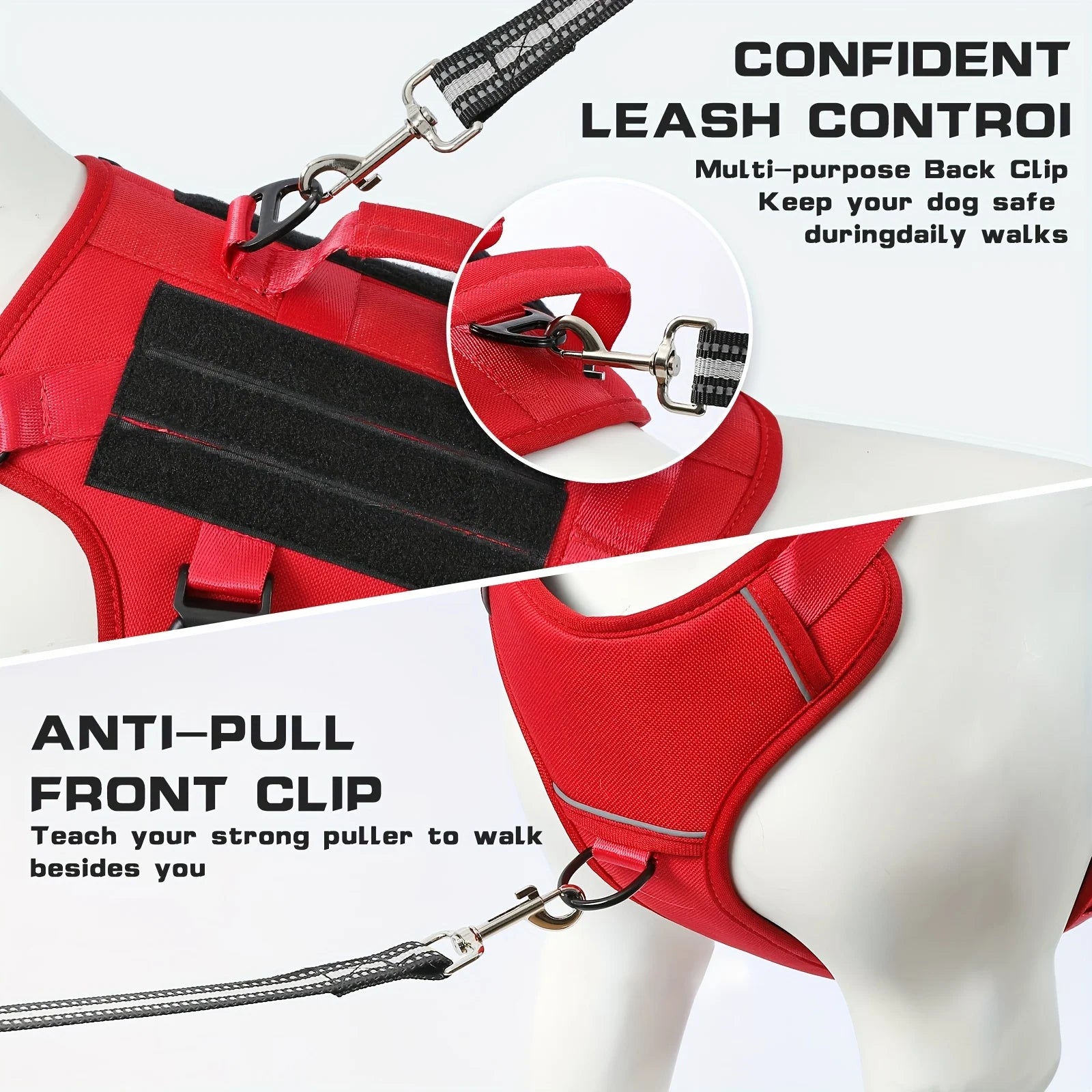 US LOCAL STOCK Hot Durable Nylon Tactical Service Dog Harness No-Pull Adjustable Reflective Vest with Dual Handles for Large Dog