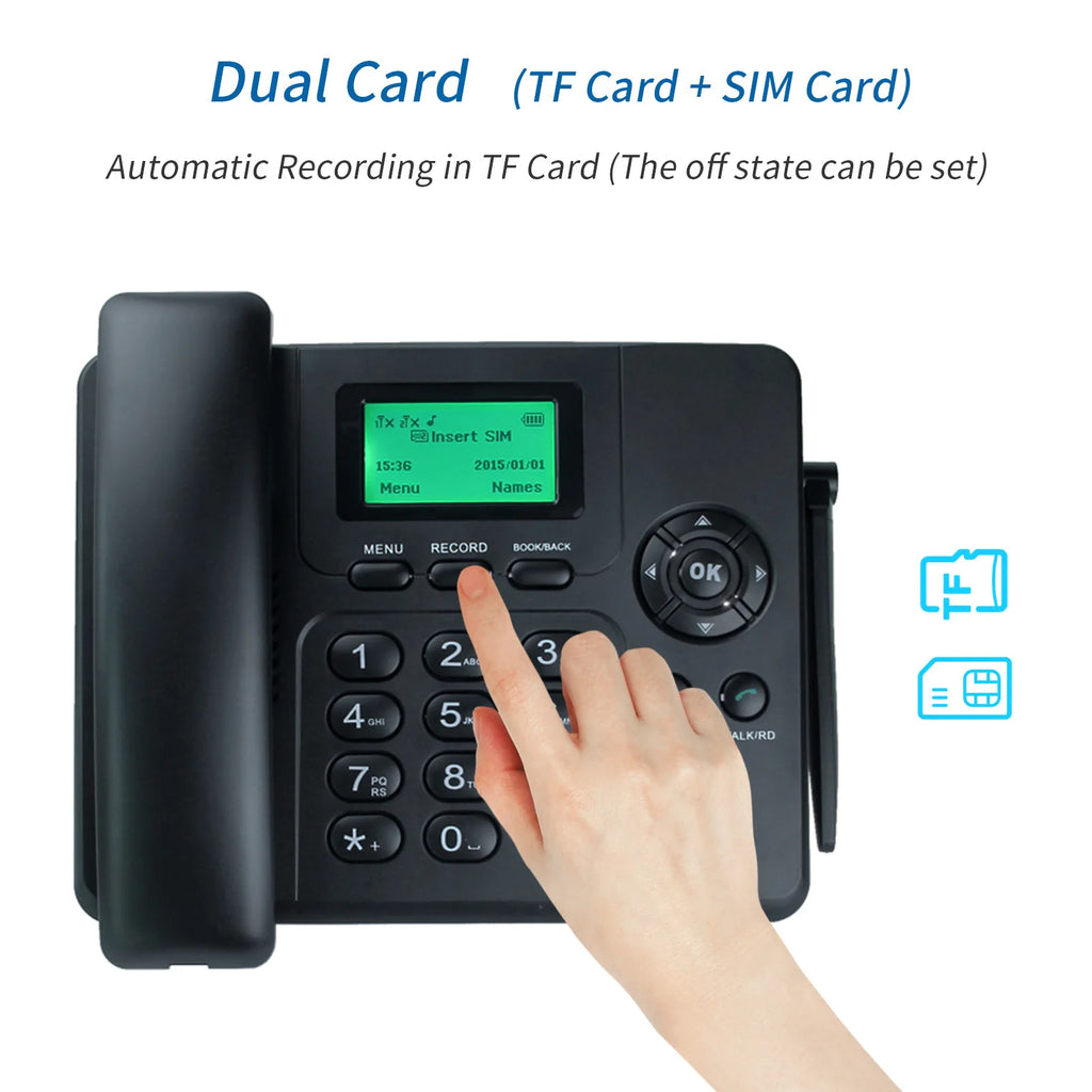 GSM Dual SIM Landline Phone Slot F602 Simple Analog Office/Home Fixed Wireless Table Desk Telephone
