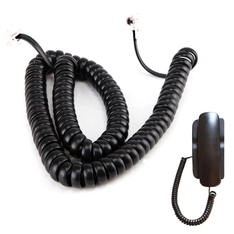 RJ10 Telephone Extension Cable Connector Handset Phone Extension Cord Curly Coiled Cable Spring Wire