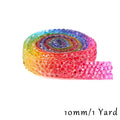 Rainbow Aurora Color Rhinestones Ribbon For Bows Sewing Resin Trim Strass Hot Fix Rhinestone Tape Applicator Iron On Appliques