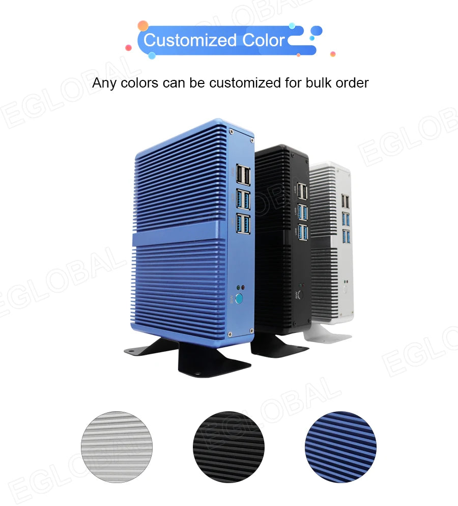 Eglobal Cheap Fanless Mini PC Windows 10 Pro Intel i5 7200U i3 7167U DDR4/DDR3 Barebone Computer Components4K HTPC WiFi HDMI VGA