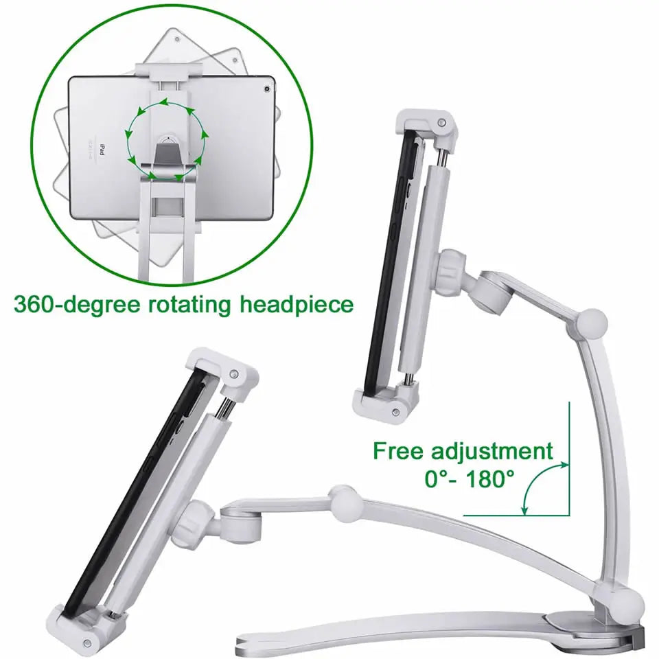 OUTMIX Aluminum Kitchen Tablet Stand Phone Holder Flodable Adjustable 5-13 inches Tablet Phone Desktop Mount for iPad Pro 12.9