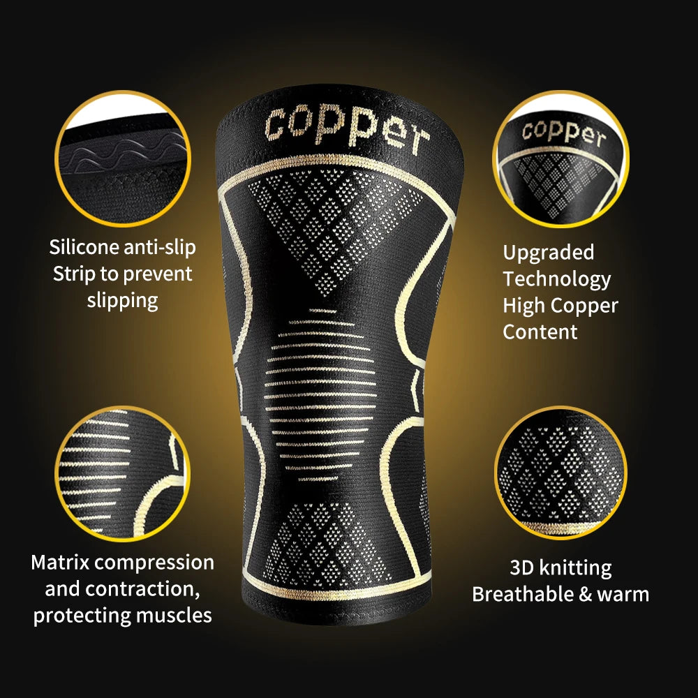 1 Pair Copper Knee Pads Ultimate Shock-Absorbing Gear for Men & Women Superior Knee Support for Sports Yoga Fitness Basketball