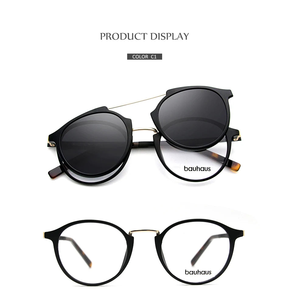 X3184  Ultem Vintage Round Eyeglasses Women Men Polarized Sunglasses Magnetic Clip On Glasses Optical Computer