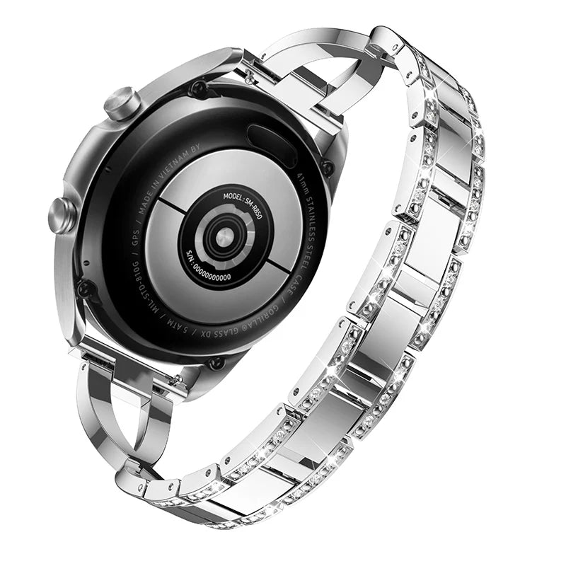 20mm 22mm Luxury Stainless steel Straps for samsung galaxy watch 3 41mm Rhinestone Band for samsung galaxy watch 3 45mm bracelet