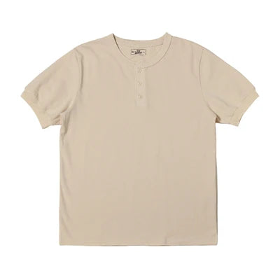 T1-0007 Red Tornado Asian Size Super Good Quality Mans 260GSM Heavy Thick Casual Henley Tee Cotton 7 Colors