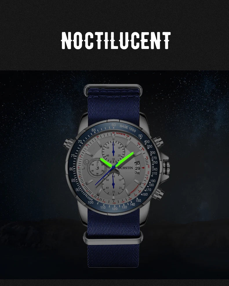 2025 New OCHSTIN Mens Pilot Watch Military Wristwatches For Men  Sports Chronograph Waterproof Nylon Leather Quartz Male Clock