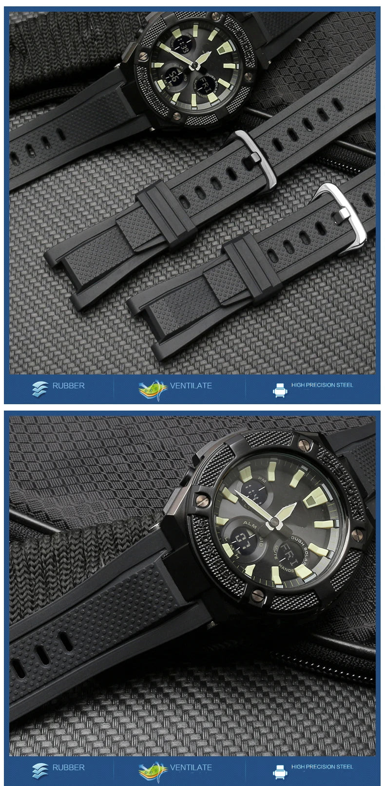 Soft Rubber Watchband Replacement for Casio G SHOCK GST-B100/S300/410/210/W110/W100/S110/S100 Silicone Band Men Strap 26*14mm