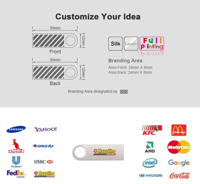 10PCS Mini USB Flash Drives Business Gifts Memory Stick 4GB 8GB Custom logo Pen Drive 16GB 32GB 64GB Waterproof Storage Devices
