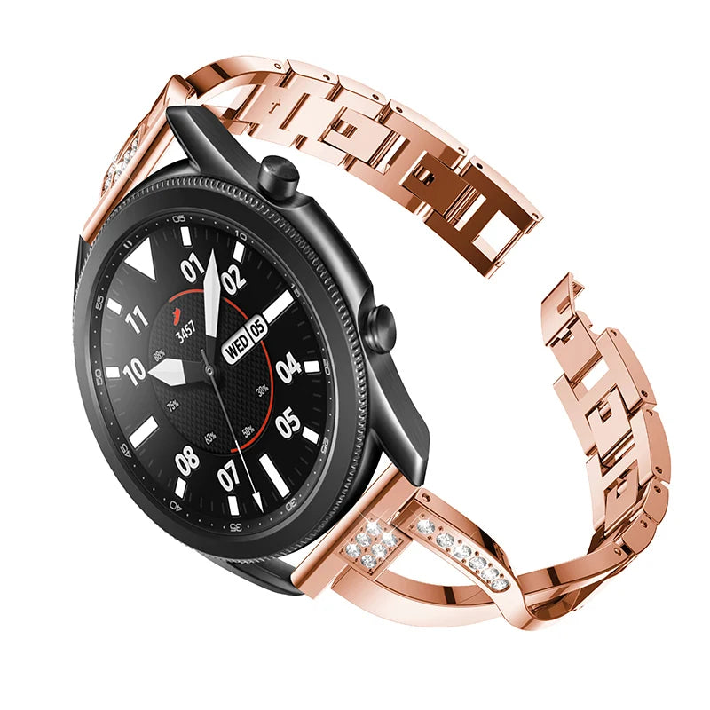 20mm 22mm Luxury Stainless steel Straps for samsung galaxy watch 3 41mm Rhinestone Band for samsung galaxy watch 3 45mm bracelet
