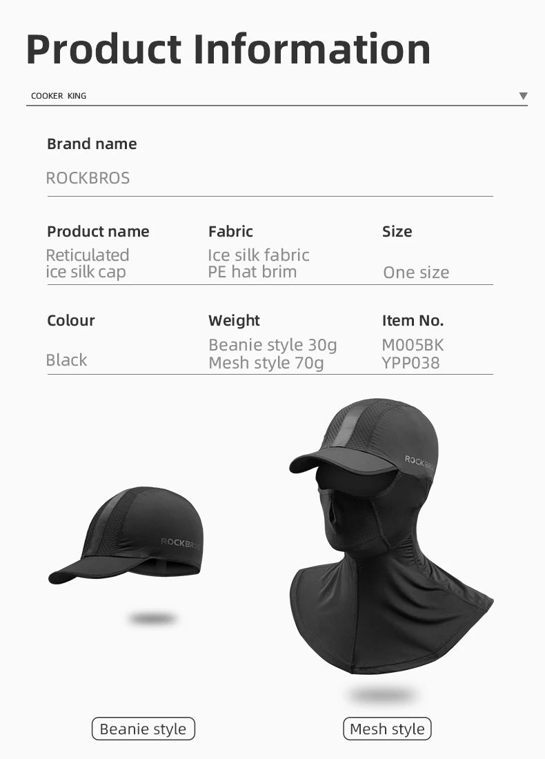 ROCKBROS Bicycle Face Masks Spring Summer Ice Silk Mask  Fishing Bandana Running Sport Bike Face Mask Sun Portection Hat