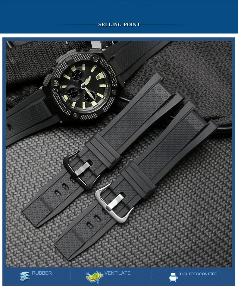 Soft Rubber Watchband Replacement for Casio G SHOCK GST-B100/S300/410/210/W110/W100/S110/S100 Silicone Band Men Strap 26*14mm