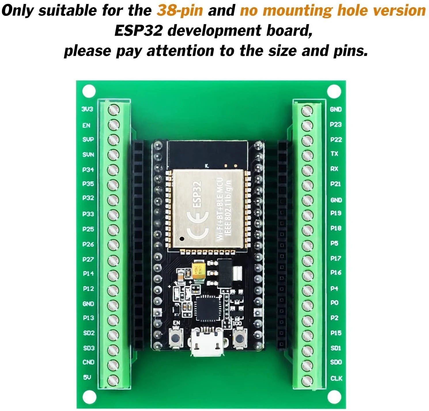 ESP32 Expansion Breakout Board GPIO 1 into 2 for 38PIN Narrow Version ESP-WROOM-32 Microcontroller Development Board