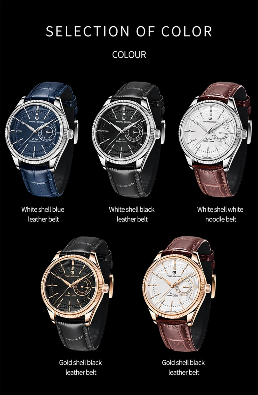 PAGANI DESIGN 2026 Men's Watches Automatic Watch Men Sapphire Quartz Wristwatches Chronograph 10Bar Waterproof Relogio Masculino