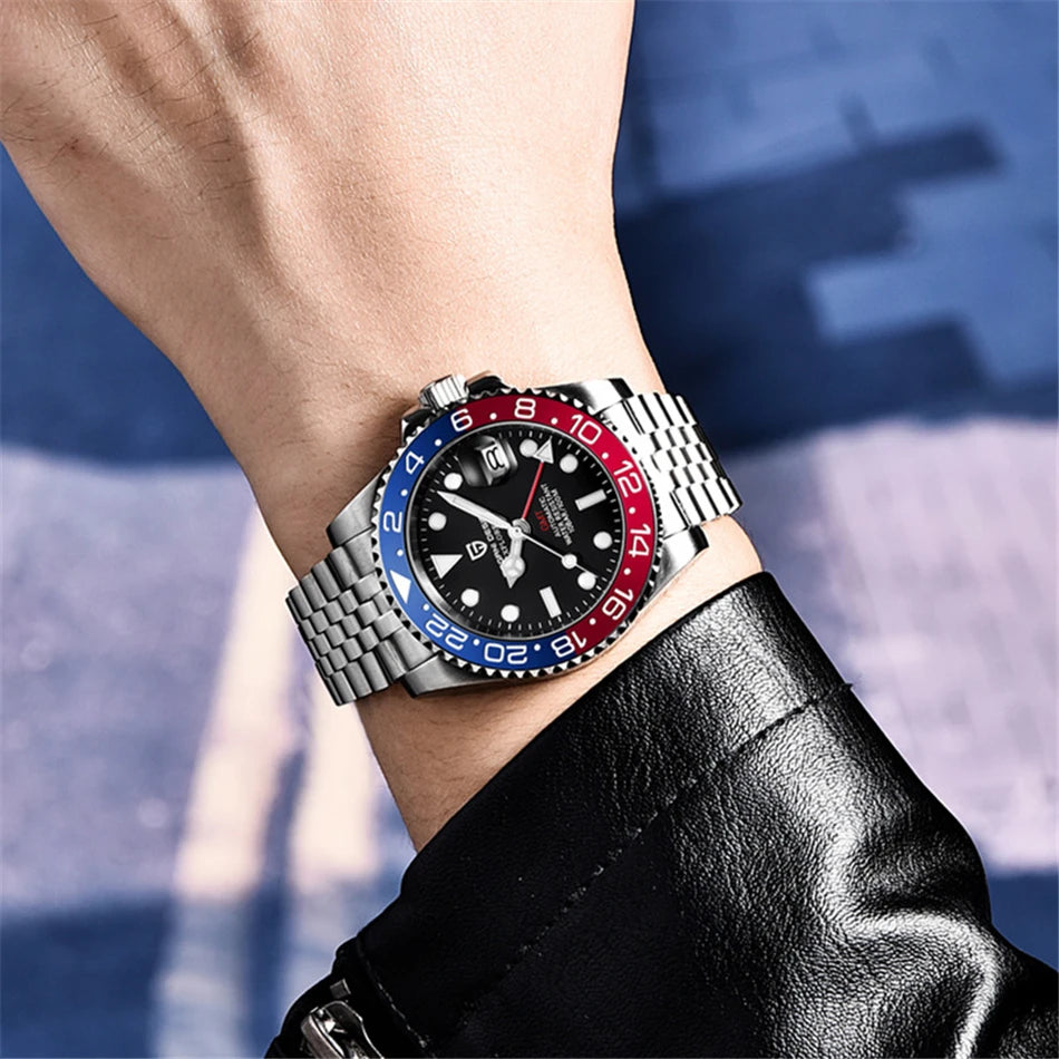 PAGANI DESIGN Top Brand Sapphire Glass Mechanical Watch reloj hombre Luxury Men  Automatic Wristwatch Stainless Steel GMT Watch