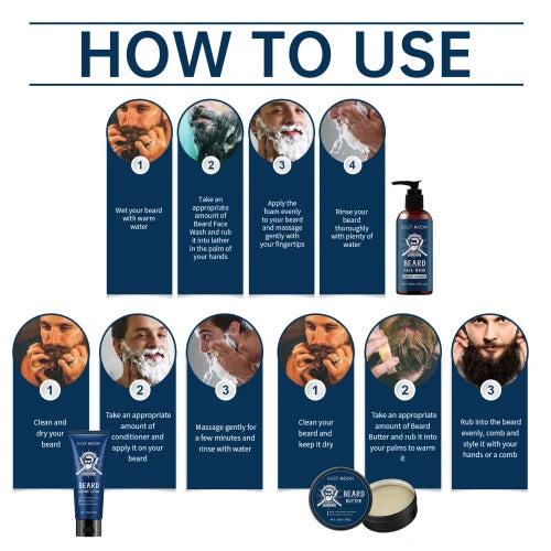 East Moon Men's Sandalwood Beard Care Set Nourishes Restores Hair And Shavings