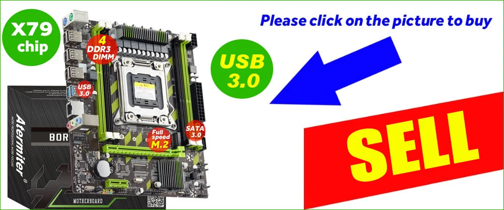 Atermiter X79G  X79 Motherboard LGA 2011 USB2.0 SATA3 Support REG ECC Memory And Xeon E5 Processor 4DDR3  PCI-E NVME M.2