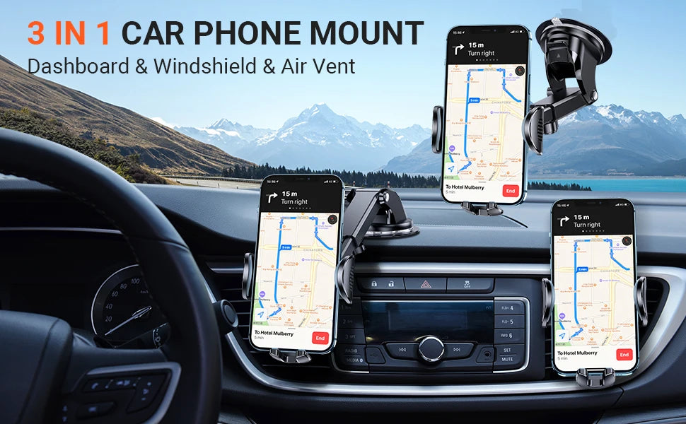 Car Phone Mount Long Arm Suction Cup Sucker Car Phone Holder Stand Mobile Cell Support For iPhone Xiaomi Redmi Samsung Huawei