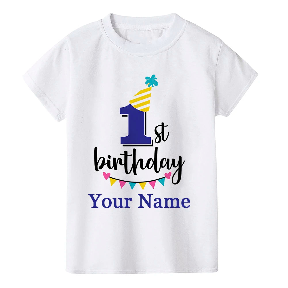 Boy Birthday Number Name Cartoon T Shirt Number 1 2 3 4 5 6 7 8 9 Graphic Kids Clothes Children Birthday T-shirts Funny Gift