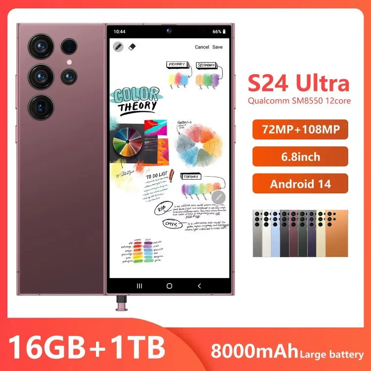 Shenzhen Telefonos Mobiles 16+1TB S24 Ultra Smartphone 7.3 Inch Telephone Fast Charging Unlock S-Pen 5G WIFI