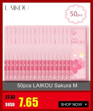 50pcs LAIKOU Sakura Moisturizing Sleeping Face Mask Night Repairing Facial Cream Packs Nourishing Hydrating Smooth Mask for Face