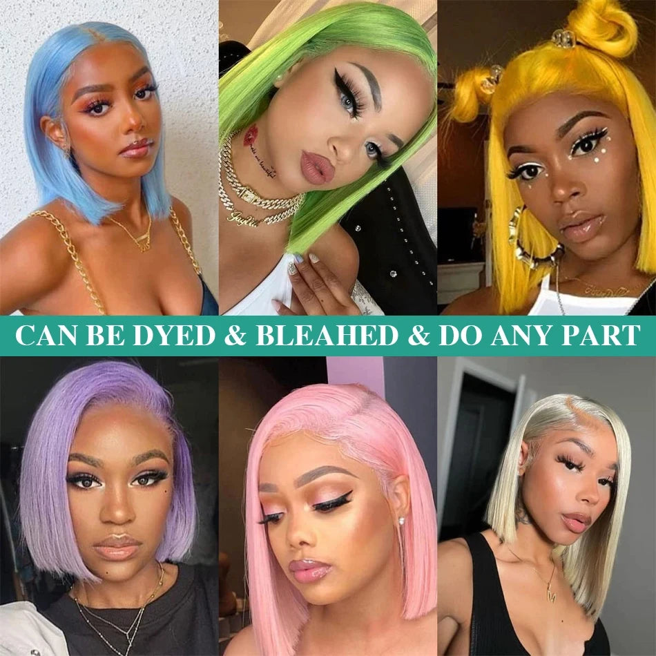 Cheap Price Colored Brazilian Hair Lace Front Short Bob Wig Virgin Remy 100% Real Human Hair Wig Bob Wigs for Black Women
