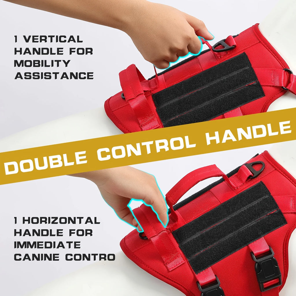 US LOCAL STOCK Hot Durable Nylon Tactical Service Dog Harness No-Pull Adjustable Reflective Vest with Dual Handles for Large Dog