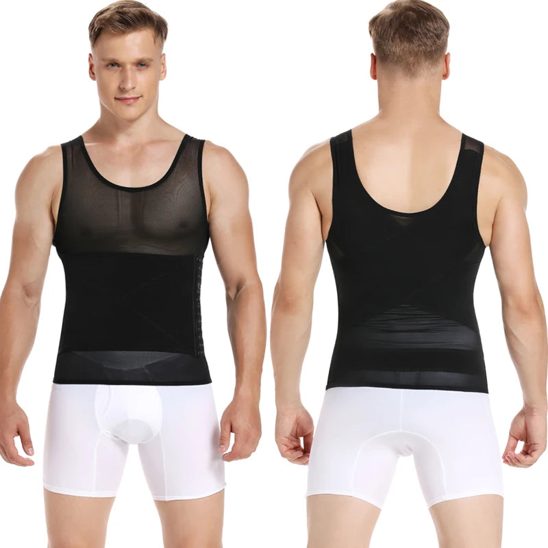 Mens Body Shaper Compression Shirts Abdomen Shapewear Tummy Slimming Sheath Gynecomastia Shapers Corset Waist Trainer Fajas Tops