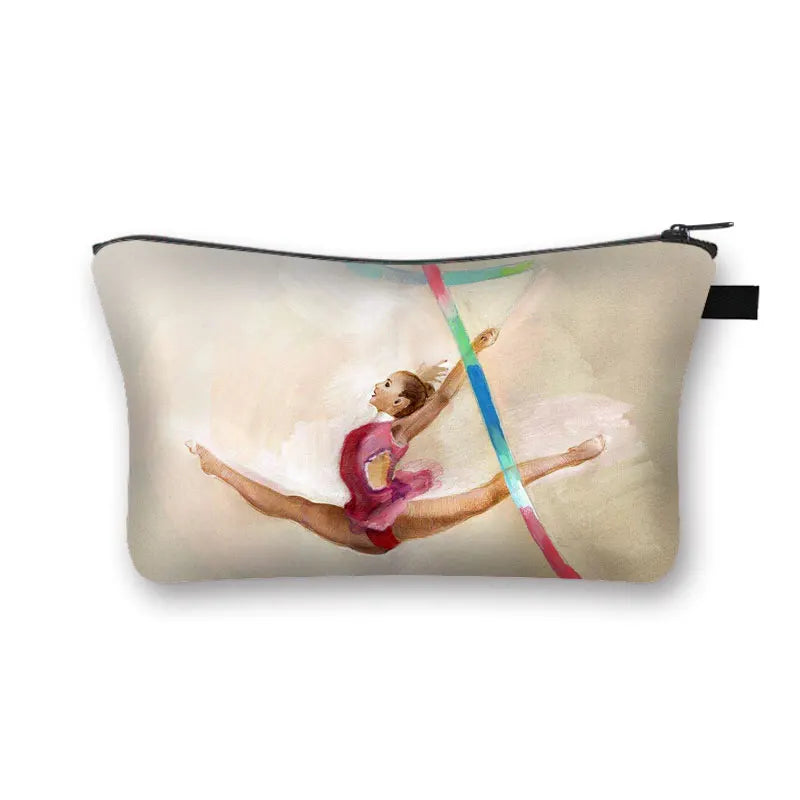 Rhythmic Gymnastics Cosmetic Bag Women Makeup Bags Ballet Dancer Girls Lipstick Cosmetic Holder Beauty Organizer Box For Travel