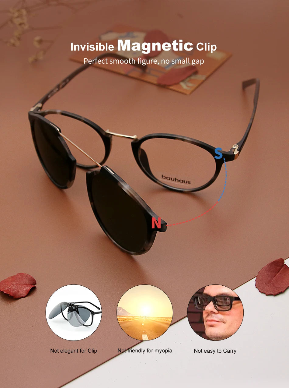 X3184  Ultem Vintage Round Eyeglasses Women Men Polarized Sunglasses Magnetic Clip On Glasses Optical Computer