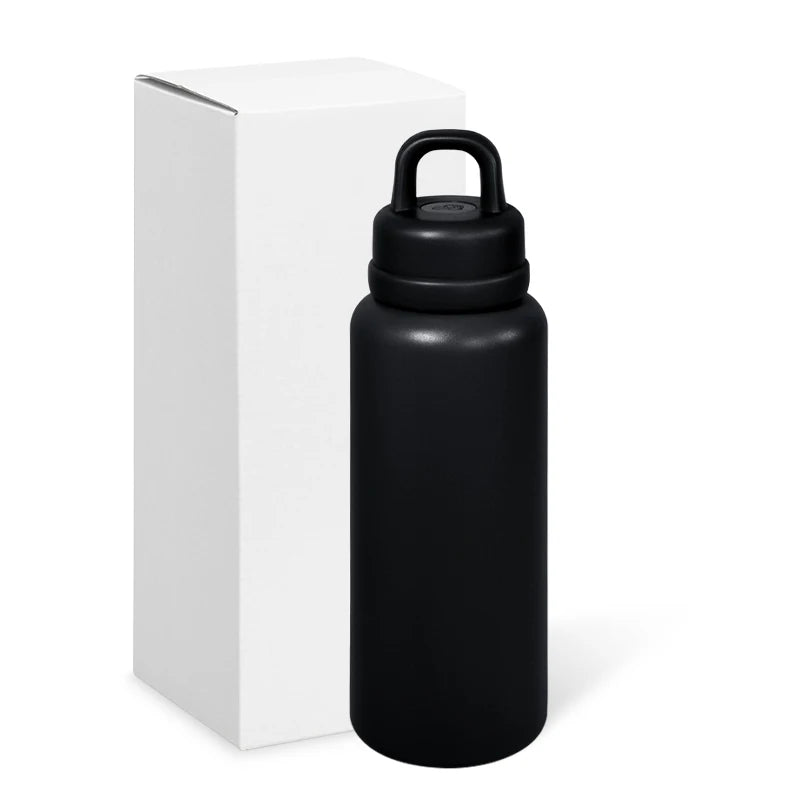 US RTS 26oz Stainless Steel Water Bottle Powder Coating Double Walled Tumbler Press Open Lid Vacuum Flask for Laser Black