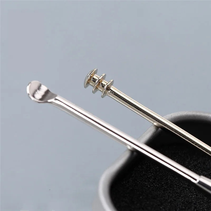 1PC Double-ended Stainless Steel Spiral Ear Pick Spoon Ear Wax Removal Cleaner Ear Care Beauty Tool Portable #232123