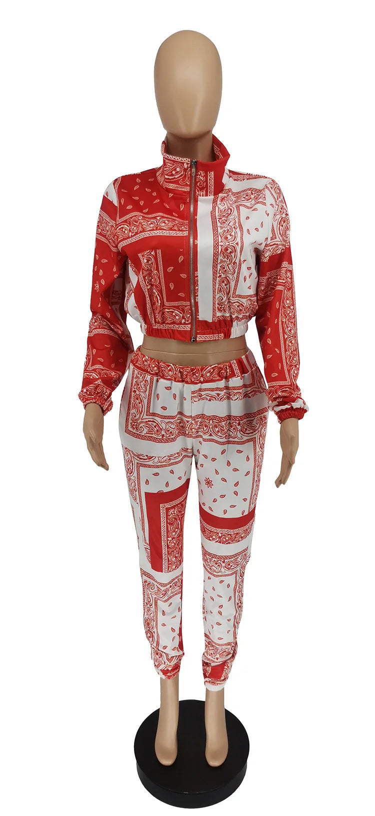 Paisley Bandana Print Two 2 Piece Set Women Fitness Sweatsuit Zipper Up Sweatshirt + Jogger Pants Set Tracksuit Vintage Outfits